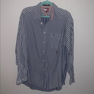 Tommy Hilfiger Navy and White Striped Shirt